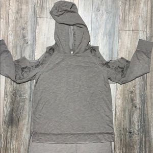 Taupe cold shoulder hoodie